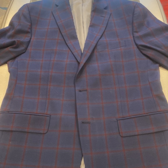 NWT rich Michael Kors window pane navy blue and cramberryn sports blazer… - Picture 8 of 9